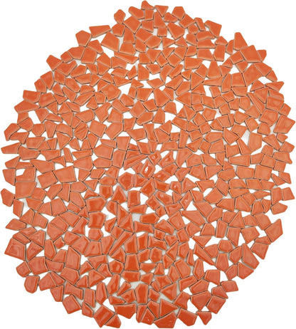1.1LB Irregular Ceramics Mosaic Tiles, Mosaic Pieces Stones for DIY Mosaic Making Craft Hobby Arts Home Wall Decoration (Tangerine)