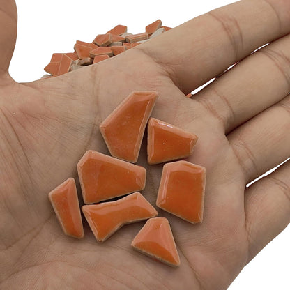 1.1LB Irregular Ceramics Mosaic Tiles, Mosaic Pieces Stones for DIY Mosaic Making Craft Hobby Arts Home Wall Decoration (Tangerine)
