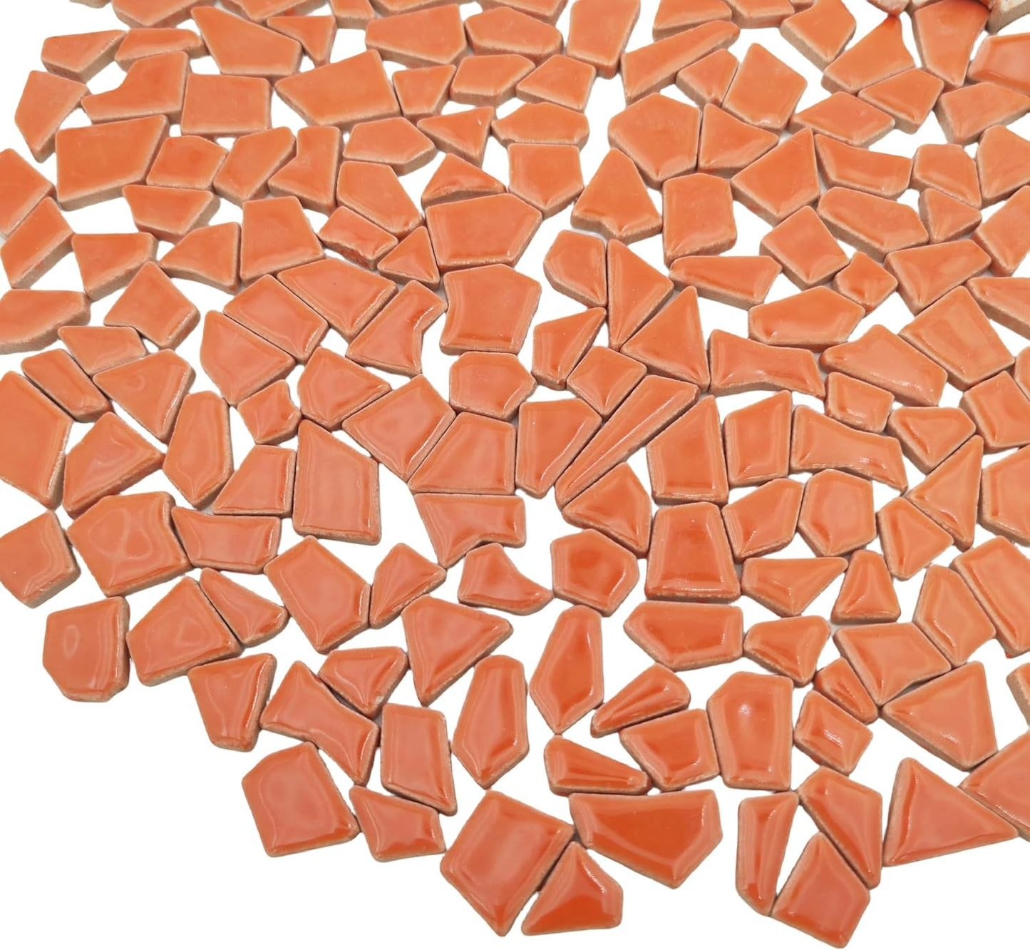 1.1LB Irregular Ceramics Mosaic Tiles, Mosaic Pieces Stones for DIY Mosaic Making Craft Hobby Arts Home Wall Decoration (Tangerine)