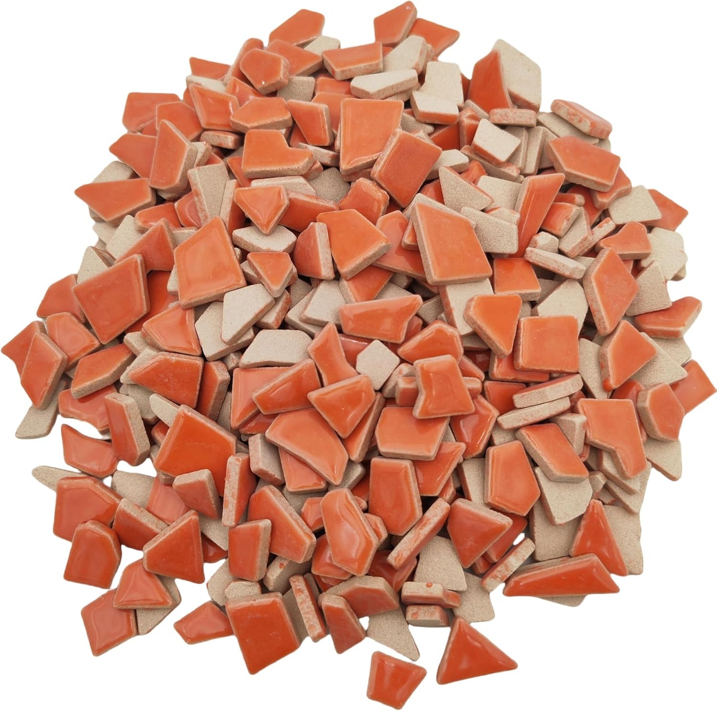 1.1LB Irregular Ceramics Mosaic Tiles, Mosaic Pieces Stones for DIY Mosaic Making Craft Hobby Arts Home Wall Decoration (Tangerine)