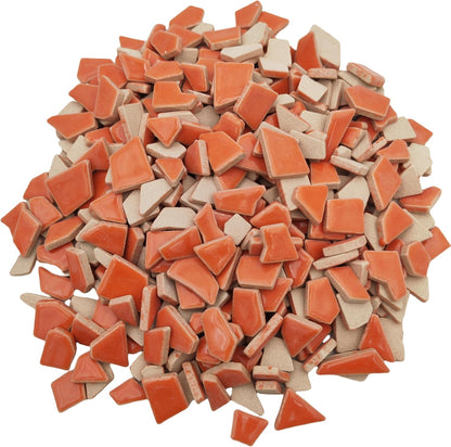 1.1LB Irregular Ceramics Mosaic Tiles, Mosaic Pieces Stones for DIY Mosaic Making Craft Hobby Arts Home Wall Decoration (Tangerine)