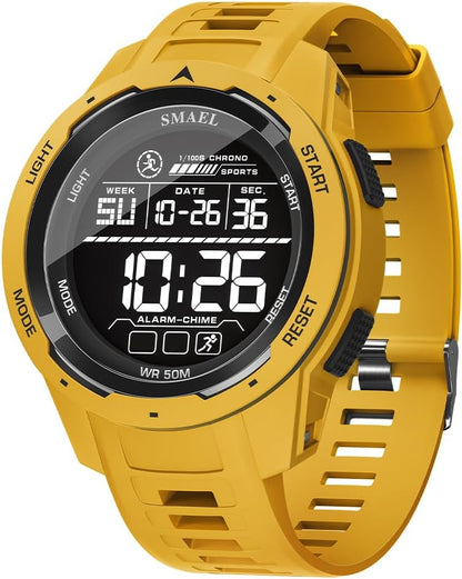 Men's Watches Sports Outdoor Waterproof Military Watch Date Multi Function Tactics LED 46mm Face Alarm Stopwatch for Men 8105