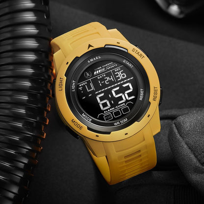 Men's Watches Sports Outdoor Waterproof Military Watch Date Multi Function Tactics LED 46mm Face Alarm Stopwatch for Men 8105