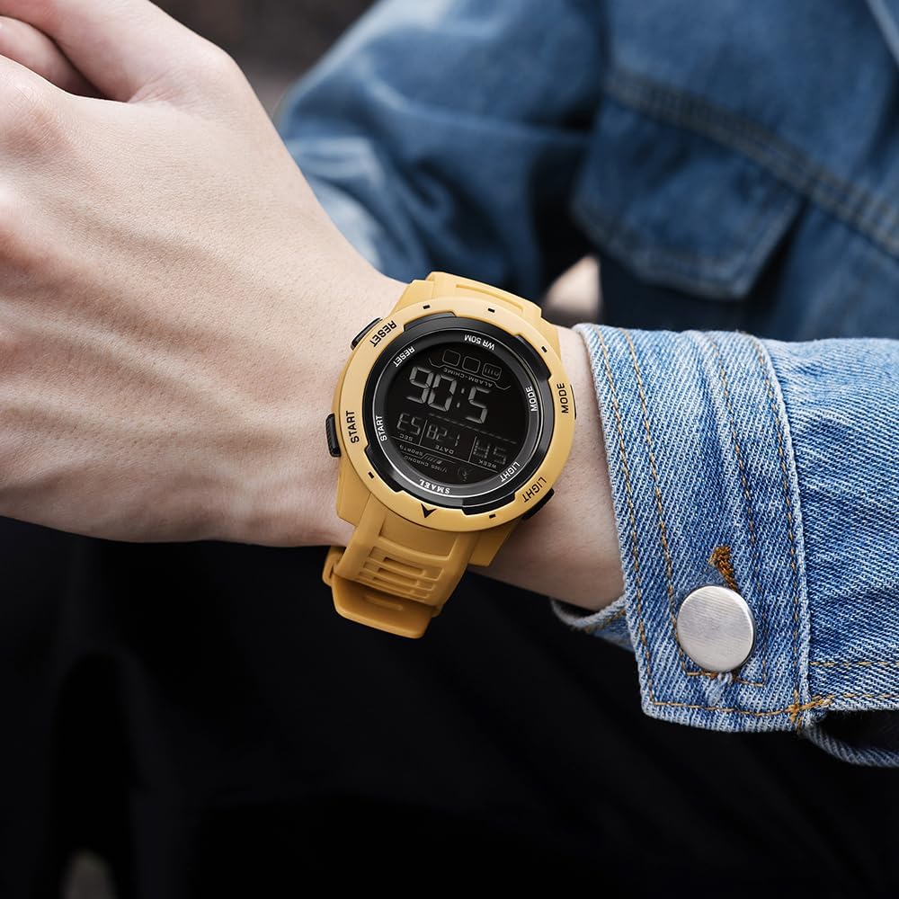 Men's Watches Sports Outdoor Waterproof Military Watch Date Multi Function Tactics LED 46mm Face Alarm Stopwatch for Men 8105