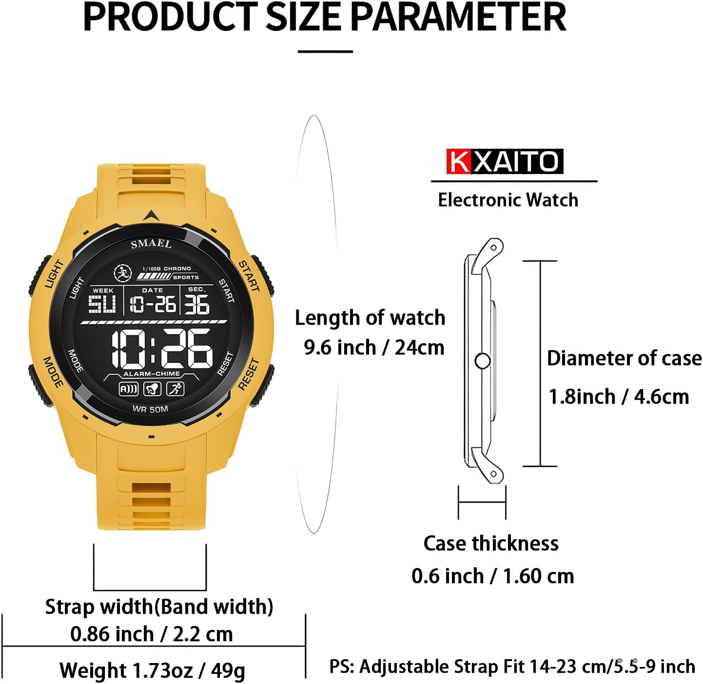 Men's Watches Sports Outdoor Waterproof Military Watch Date Multi Function Tactics LED 46mm Face Alarm Stopwatch for Men 8105