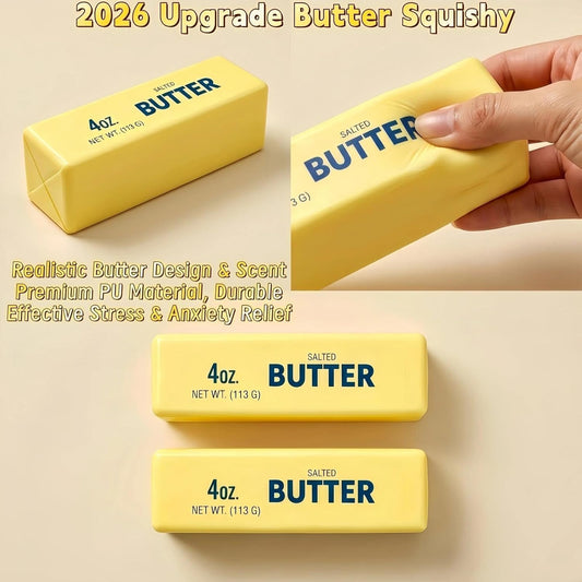 Butter Squishy, 5.5Inch Slow Rebound Butter Squeeze Stress Ball Fidget Toy | Squishy Butter Stick Shaped, Realistic Design, Stress Relief, Fidget Toy, Office Desk Decor, Party Favor(1pcs)