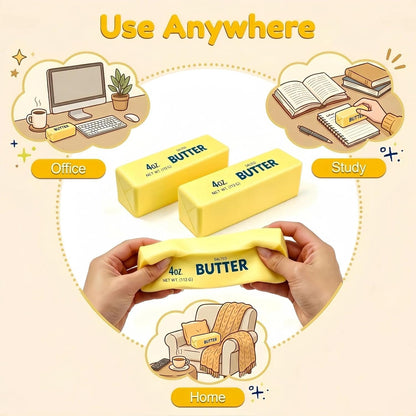Butter Squishy, 5.5Inch Slow Rebound Butter Squeeze Stress Ball Fidget Toy | Squishy Butter Stick Shaped, Realistic Design, Stress Relief, Fidget Toy, Office Desk Decor, Party Favor(1pcs)