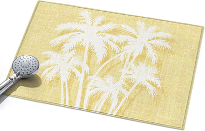 Coastal Tropical Small Area Rugs for Entryway 2x3 Machine Washable Ultra-Thin Soft Rug, Non Slip Summer Palm Trees Silhouettes Light Yellow Soft Polyester Low Piler Non-Shedding for Bedroom