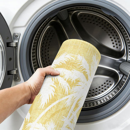 Coastal Tropical Small Area Rugs for Entryway 2x3 Machine Washable Ultra-Thin Soft Rug, Non Slip Summer Palm Trees Silhouettes Light Yellow Soft Polyester Low Piler Non-Shedding for Bedroom