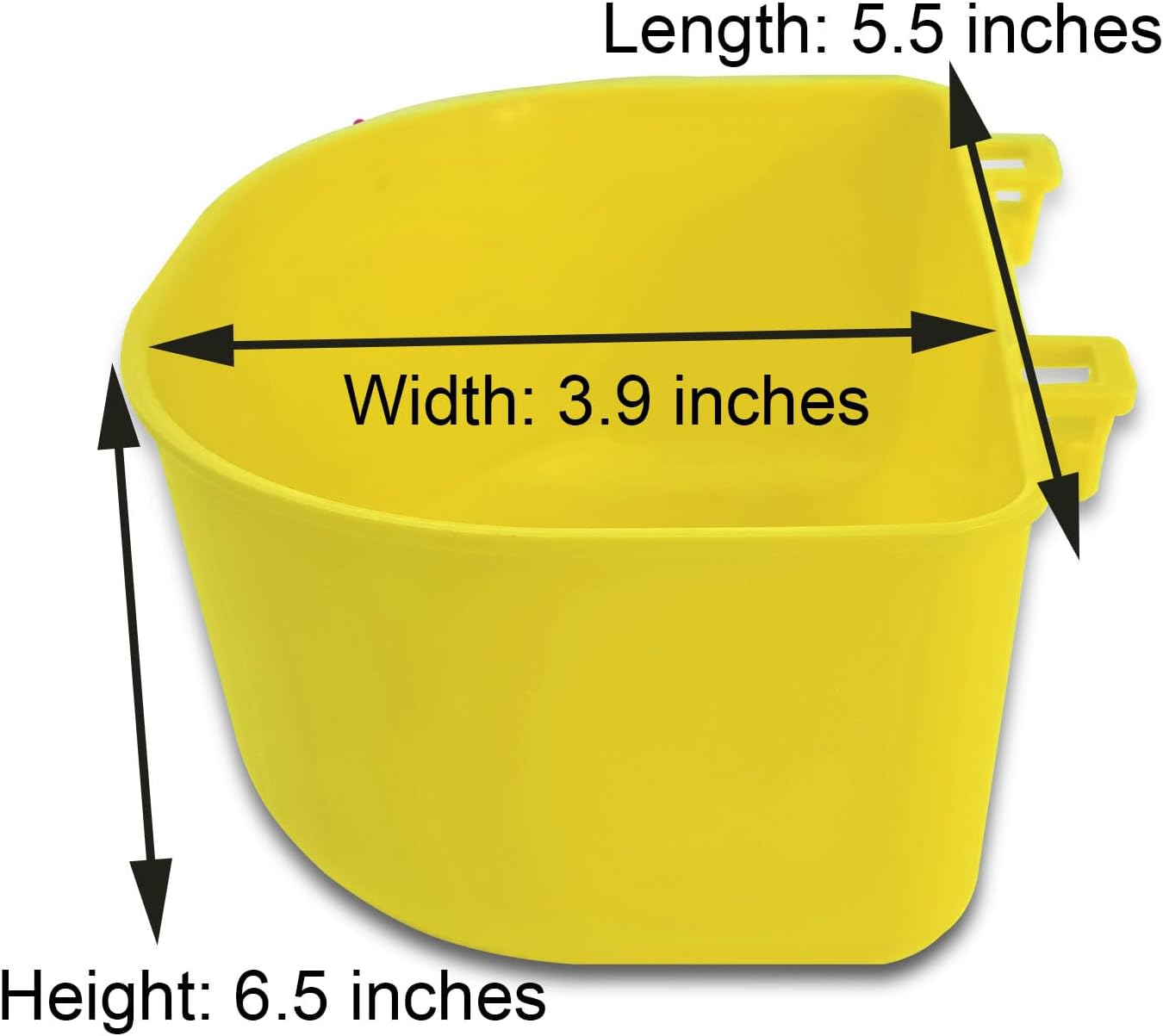 Pet Feeder Bowl, 25oz Pink Plastic Cage Mounted Container for Birds and Small Animals, Indoor Outdoor Use with Wire Mesh Attachment (5, Yellow)