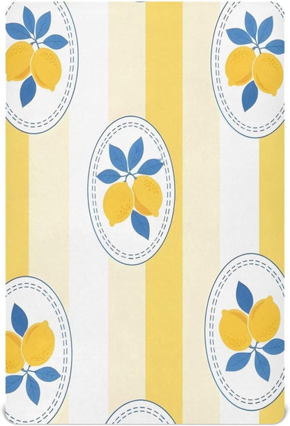 Lemon Yellow Stripe Soft Stretch Playard Sheets, Comfy Breathable Cotton Like Crib Sheets for Boys and Girls, Super Soft Playard Toddler Bed Mattress Fitted for 39”x27”