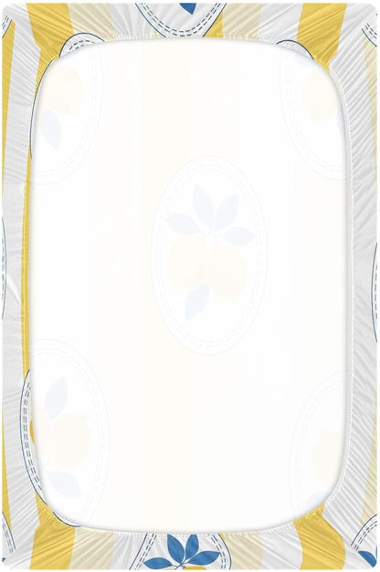 Lemon Yellow Stripe Soft Stretch Playard Sheets, Comfy Breathable Cotton Like Crib Sheets for Boys and Girls, Super Soft Playard Toddler Bed Mattress Fitted for 39”x27”