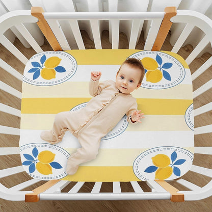 Lemon Yellow Stripe Soft Stretch Playard Sheets, Comfy Breathable Cotton Like Crib Sheets for Boys and Girls, Super Soft Playard Toddler Bed Mattress Fitted for 39”x27”