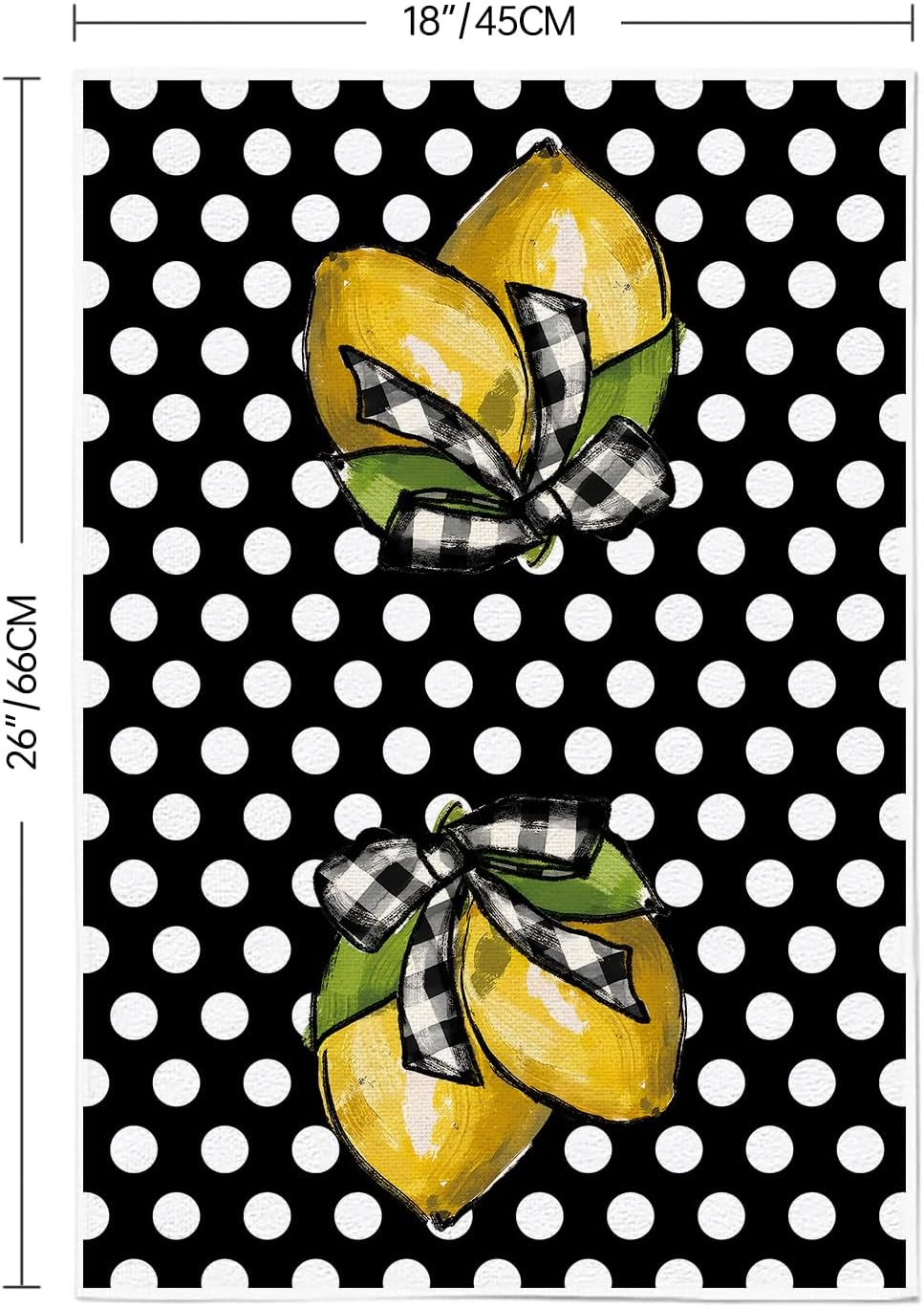 Summer Kitchen Towels 18x26 Inch Set of 2 Lemon Dots Dish Towels Farmhouse Seasonal Decorative Hand Cloths for Kitchen Decoration Black