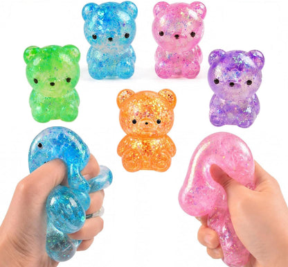 5 Pack Bear Squishy, Slow Rising Stress Relief Fidget Toys for Adults | Small Bear-Shaped Sensory Squeeze Toys, Calm Anxiety, Portable, Safe TPR Material, Soft Hand Toy for Office, Home or Travel