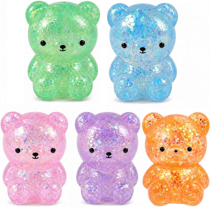 5 Pack Bear Squishy, Slow Rising Stress Relief Fidget Toys for Adults | Small Bear-Shaped Sensory Squeeze Toys, Calm Anxiety, Portable, Safe TPR Material, Soft Hand Toy for Office, Home or Travel