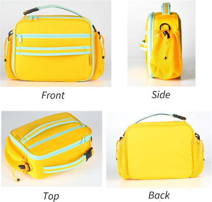 Kids Lunch Box, Yellow-3, Unisex, Polyester, With Insulation, Easy-clean, Multiple Carrying Options, Big Capacity, Lightweight, Quality Guaranteed