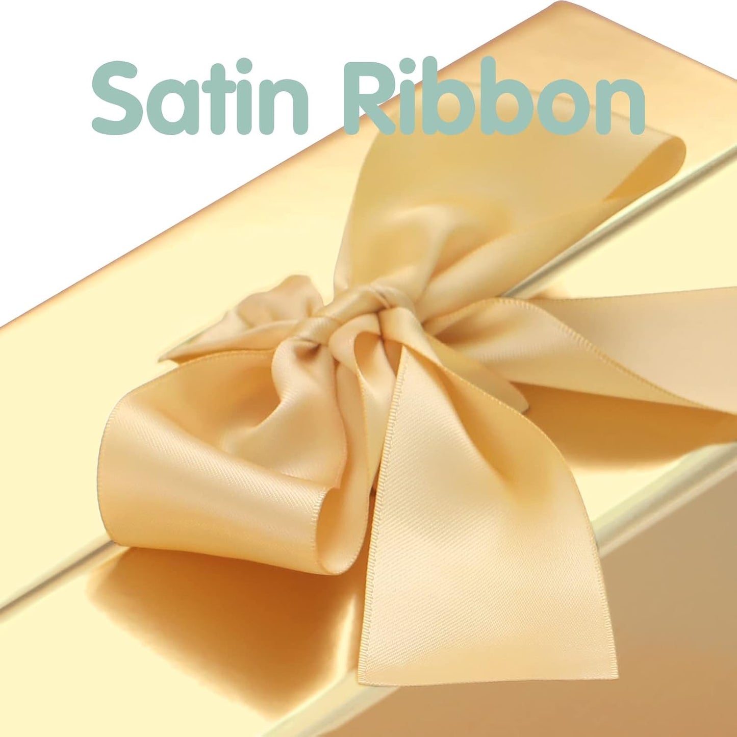 Gift Box with Ribbon 9x6.5x3.8 Inches, Bridesmaid Proposal Boxes with Lid , Magnetic Gold Gift Box for Presents (Glossy Gold)