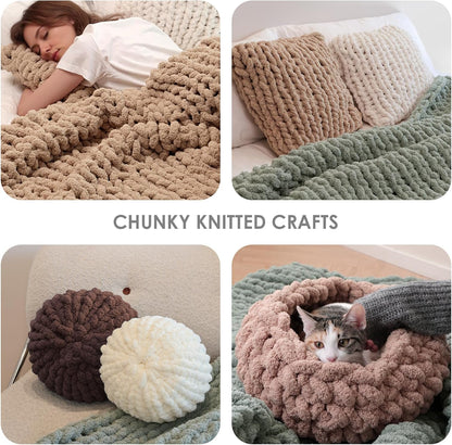 Jumbo Chunky Yarn for Hand Knitting - Super Thick Chenille Chunky Yarn for Crocheting - Extra Soft Bulky Fluffy Blanket Big Yarn 8 Jumbo Pack (26yds,8 oz Each Skein) Mustard Yellow