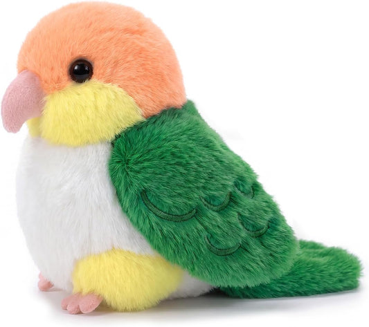 Palm-Sized Lutino Pacific Parrotlet Keychain Plush Cute Soft 4.3 inch Bird Stuffed Animal Realistic Yellow-Headed Parrot Toys Gifts Pendant for Backpack Decoration for Kids Adults