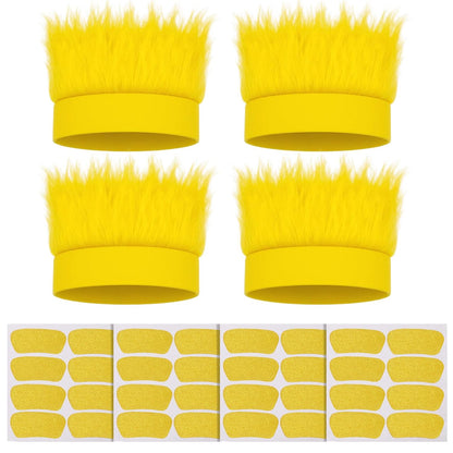 4 Pack Hairy Headband Crazy Hair Wigs with Stickers,Troll Hair Costume Accessories for Adults and Teens, Party Supplies Yellow
