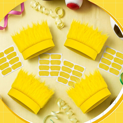 4 Pack Hairy Headband Crazy Hair Wigs with Stickers,Troll Hair Costume Accessories for Adults and Teens, Party Supplies Yellow