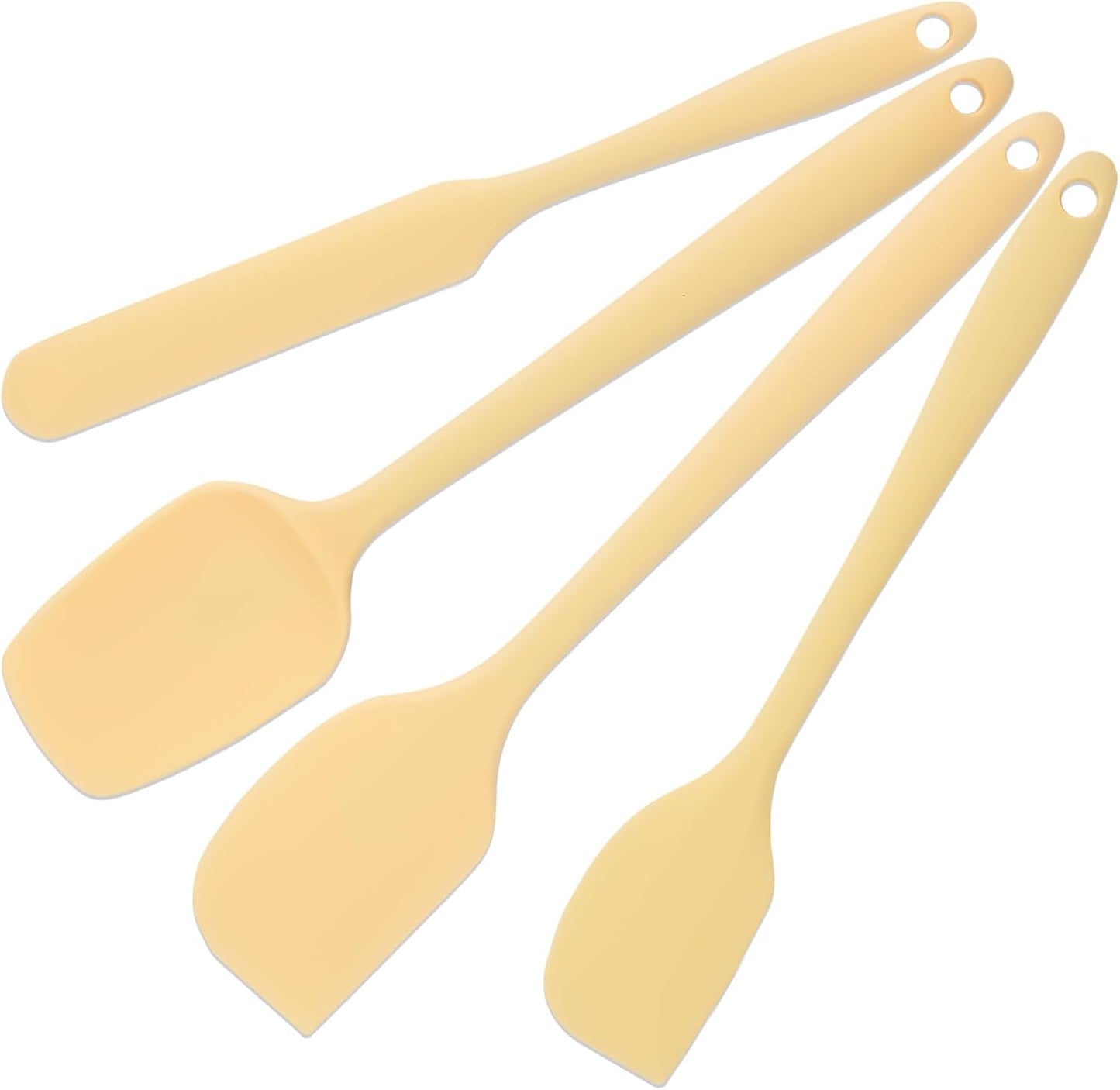 4pcs Silicone Spatula Set, Heat Resistant Rubber Spatulas Seamless Design Kitchen Utensils Set for Baking Cooking and Mixing, Food Grade Non Stick Dishwasher Safe (Light Yellow)