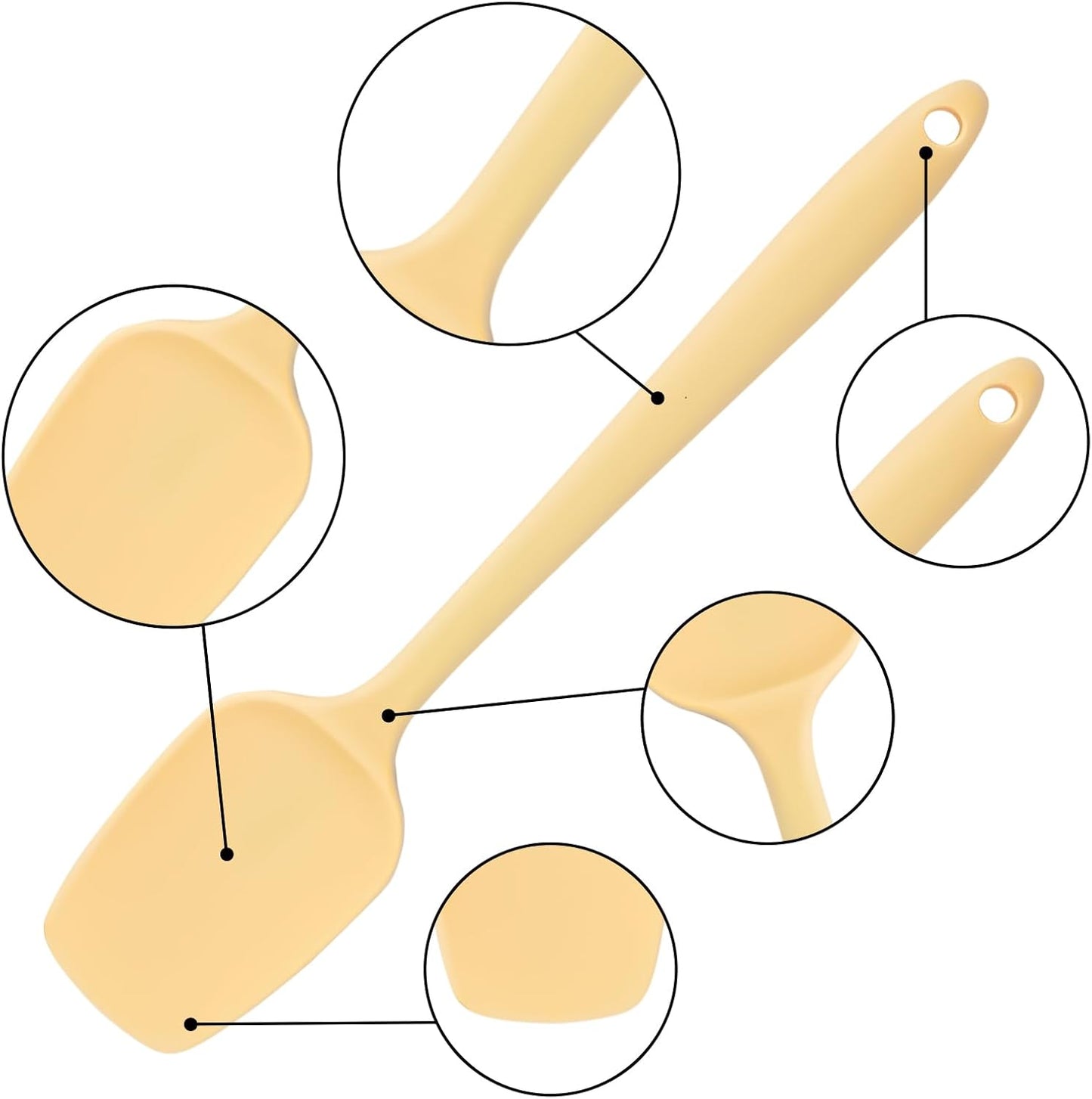 4pcs Silicone Spatula Set, Heat Resistant Rubber Spatulas Seamless Design Kitchen Utensils Set for Baking Cooking and Mixing, Food Grade Non Stick Dishwasher Safe (Light Yellow)