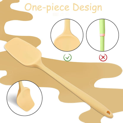 4pcs Silicone Spatula Set, Heat Resistant Rubber Spatulas Seamless Design Kitchen Utensils Set for Baking Cooking and Mixing, Food Grade Non Stick Dishwasher Safe (Light Yellow)