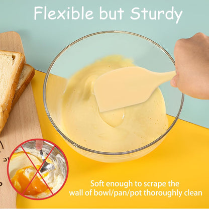 4pcs Silicone Spatula Set, Heat Resistant Rubber Spatulas Seamless Design Kitchen Utensils Set for Baking Cooking and Mixing, Food Grade Non Stick Dishwasher Safe (Light Yellow)