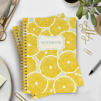 Summer Yellow Lemon Spiral Notebook Journal, Lemon Themed Gifts for Women Notebooks for Note Taking, Fruit Lover Gifts Hardcover Spiral Journal 5.5x8.3 Inches