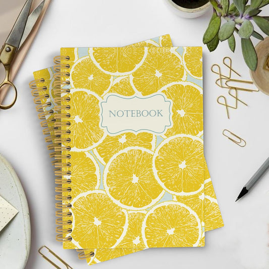 Summer Yellow Lemon Spiral Notebook Journal, Lemon Themed Gifts for Women Notebooks for Note Taking, Fruit Lover Gifts Hardcover Spiral Journal 5.5x8.3 Inches
