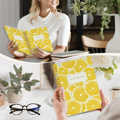 Summer Yellow Lemon Spiral Notebook Journal, Lemon Themed Gifts for Women Notebooks for Note Taking, Fruit Lover Gifts Hardcover Spiral Journal 5.5x8.3 Inches