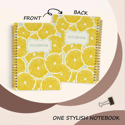Summer Yellow Lemon Spiral Notebook Journal, Lemon Themed Gifts for Women Notebooks for Note Taking, Fruit Lover Gifts Hardcover Spiral Journal 5.5x8.3 Inches