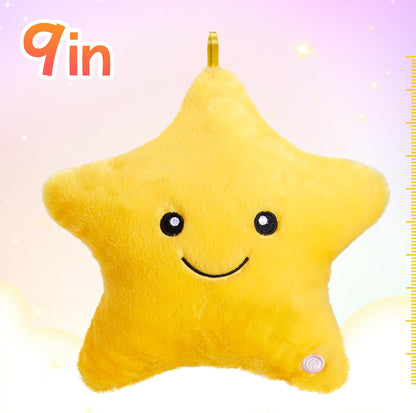 9'' LED Twinkle Star Soft Plush Pillow Toys Glowing Stuffed Star Light up Pillow Plush with Colorful Night Lights Birthday for Toddler Kids(Yellow)