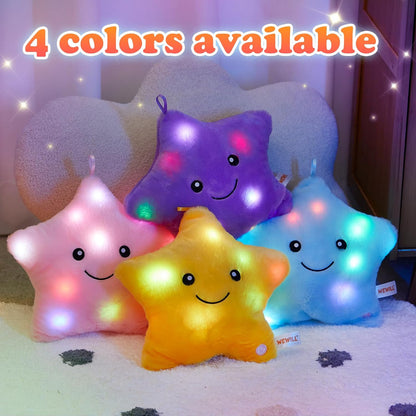 9'' LED Twinkle Star Soft Plush Pillow Toys Glowing Stuffed Star Light up Pillow Plush with Colorful Night Lights Birthday for Toddler Kids(Yellow)