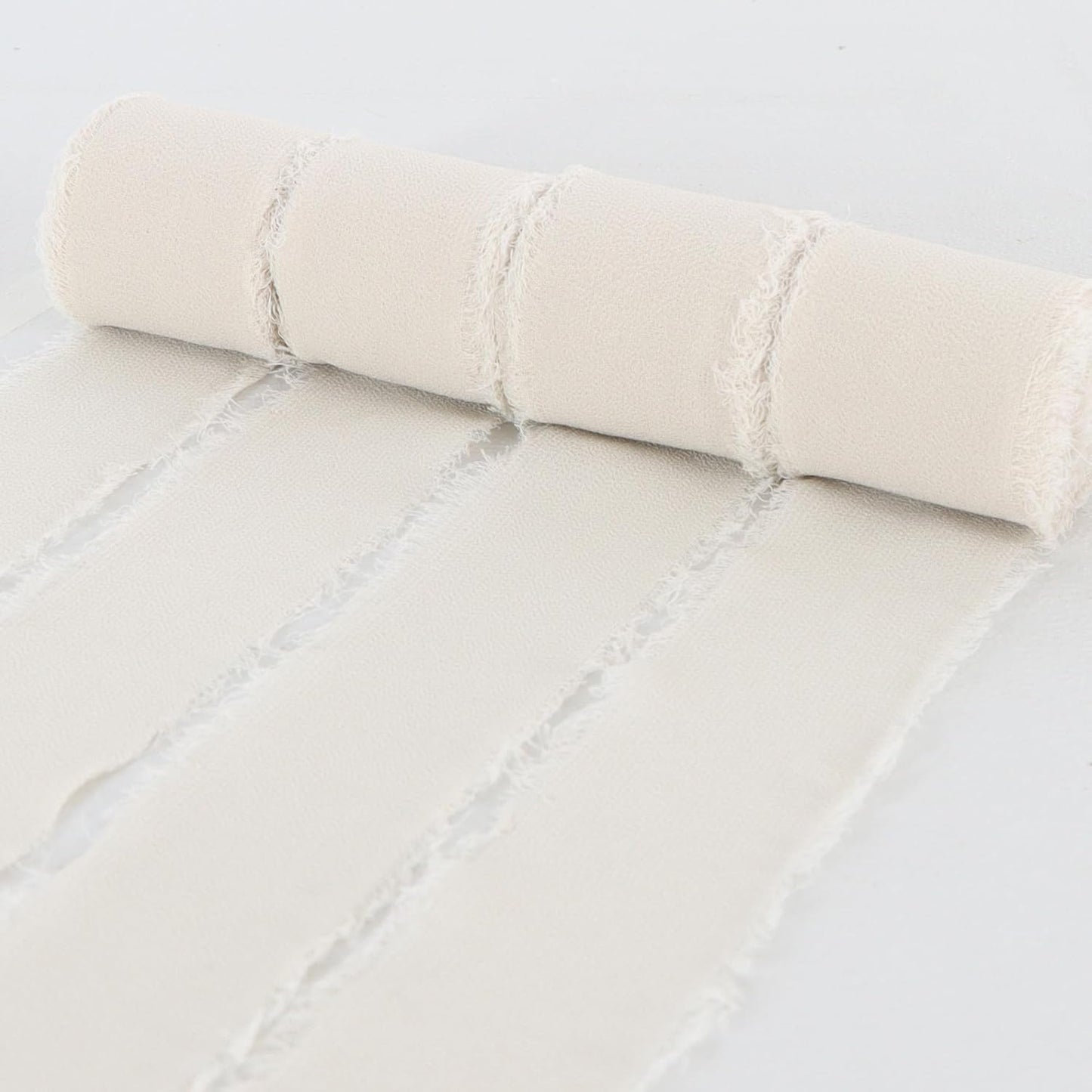 4 Rolls Silk Chiffon Ribbon, 1-1/2 Inch x 22yds, Cream Yellow Chiffon Ribbons, Handmade Fringe Silk Ribbon Frayed Edges for Gift Wrapping Bridal Bouquets Wedding Invitations Decoration Crafts