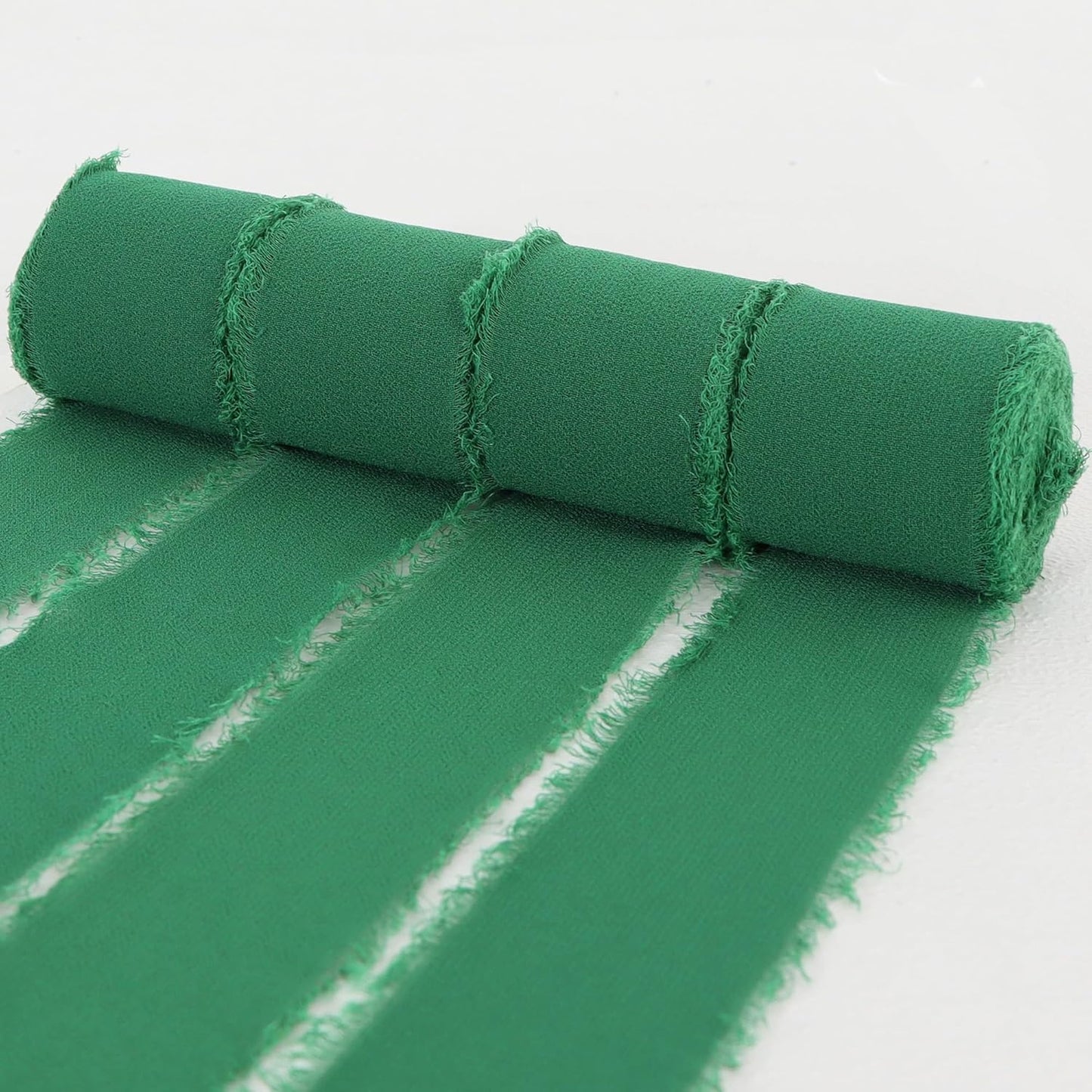 4 Rolls Silk Chiffon Ribbon, 1-1/2 Inch x 22yds, Cream Yellow Chiffon Ribbons, Handmade Fringe Silk Ribbon Frayed Edges for Gift Wrapping Bridal Bouquets Wedding Invitations Decoration Crafts