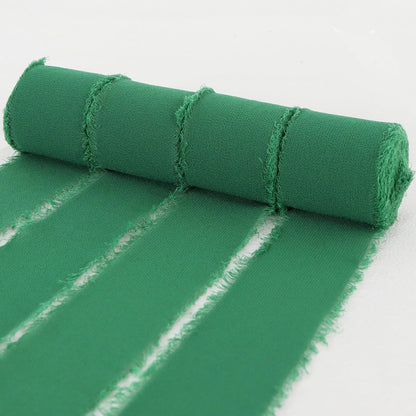 4 Rolls Silk Chiffon Ribbon, 1-1/2 Inch x 22yds, Cream Yellow Chiffon Ribbons, Handmade Fringe Silk Ribbon Frayed Edges for Gift Wrapping Bridal Bouquets Wedding Invitations Decoration Crafts