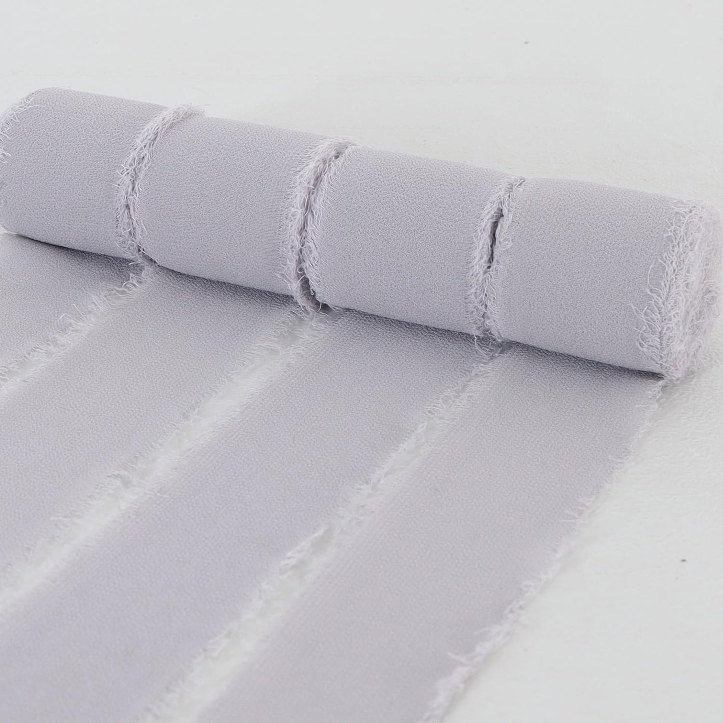 4 Rolls Silk Chiffon Ribbon, 1-1/2 Inch x 22yds, Cream Yellow Chiffon Ribbons, Handmade Fringe Silk Ribbon Frayed Edges for Gift Wrapping Bridal Bouquets Wedding Invitations Decoration Crafts