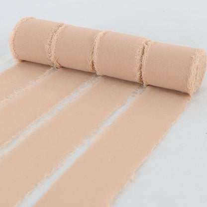 4 Rolls Silk Chiffon Ribbon, 1-1/2 Inch x 22yds, Cream Yellow Chiffon Ribbons, Handmade Fringe Silk Ribbon Frayed Edges for Gift Wrapping Bridal Bouquets Wedding Invitations Decoration Crafts