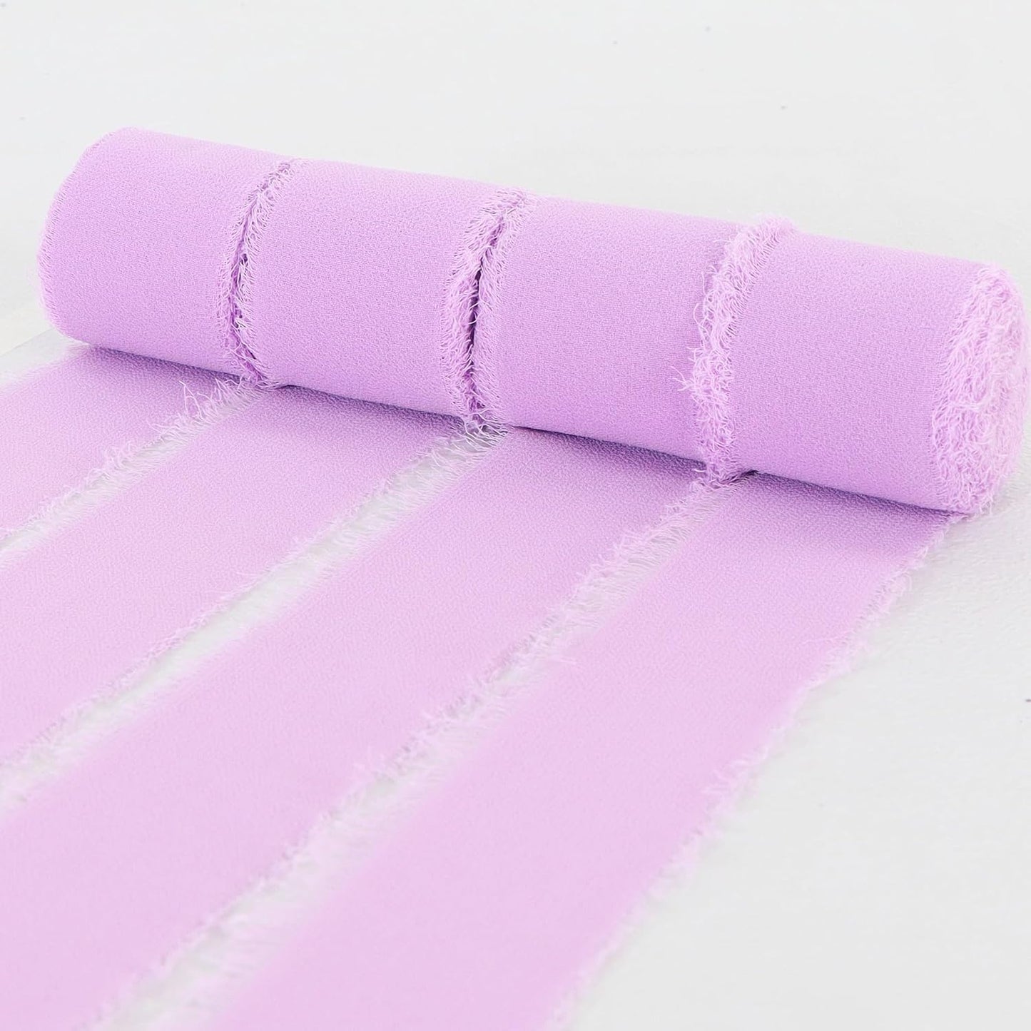 4 Rolls Silk Chiffon Ribbon, 1-1/2 Inch x 22yds, Cream Yellow Chiffon Ribbons, Handmade Fringe Silk Ribbon Frayed Edges for Gift Wrapping Bridal Bouquets Wedding Invitations Decoration Crafts
