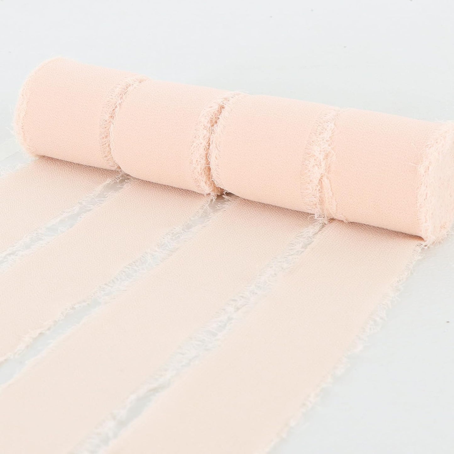 4 Rolls Silk Chiffon Ribbon, 1-1/2 Inch x 22yds, Cream Yellow Chiffon Ribbons, Handmade Fringe Silk Ribbon Frayed Edges for Gift Wrapping Bridal Bouquets Wedding Invitations Decoration Crafts