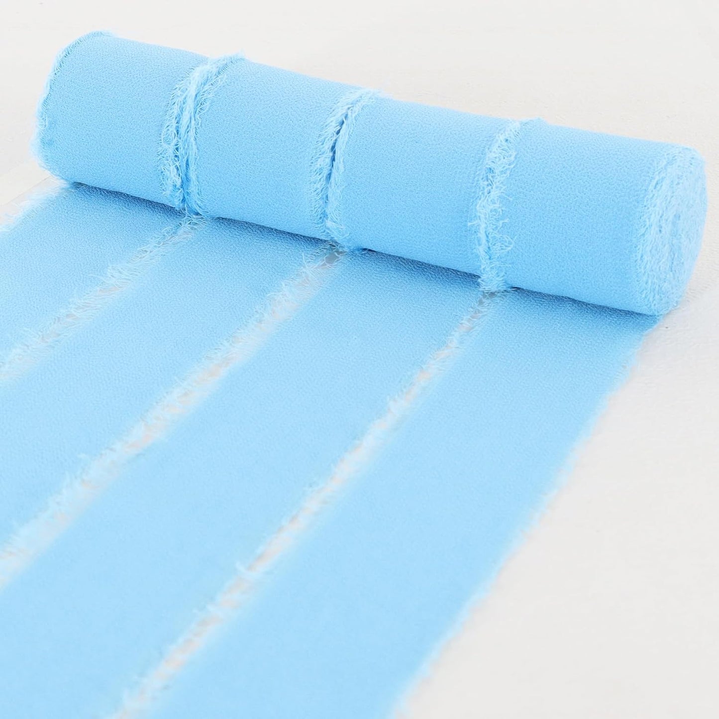 4 Rolls Silk Chiffon Ribbon, 1-1/2 Inch x 22yds, Cream Yellow Chiffon Ribbons, Handmade Fringe Silk Ribbon Frayed Edges for Gift Wrapping Bridal Bouquets Wedding Invitations Decoration Crafts
