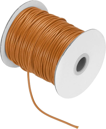 Waxed Cord 2mm Waxed Thread 87 Yard Wax String Leather Cord for Bracelet Making, Necklaces, Beading, Jewelry Making and DIY Crafts(Orange Yellow)