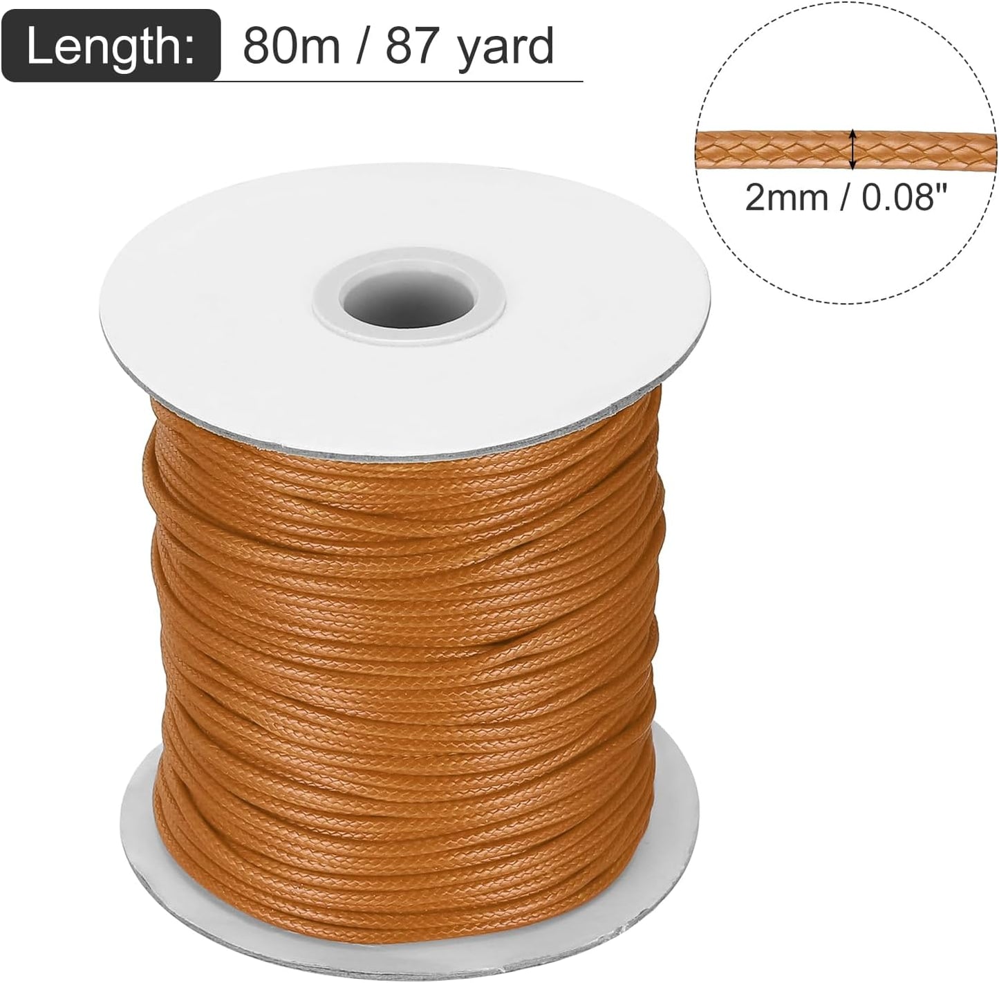 Waxed Cord 2mm Waxed Thread 87 Yard Wax String Leather Cord for Bracelet Making, Necklaces, Beading, Jewelry Making and DIY Crafts(Orange Yellow)