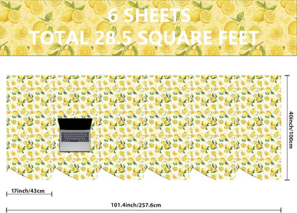 Lemon Wrapping Paper Roll - Yellow Lemon Leaves Floral Gift Wrap Design for Birthday Spring Summer Party Wedding Bridal Shower Total 28.5 sq.ft