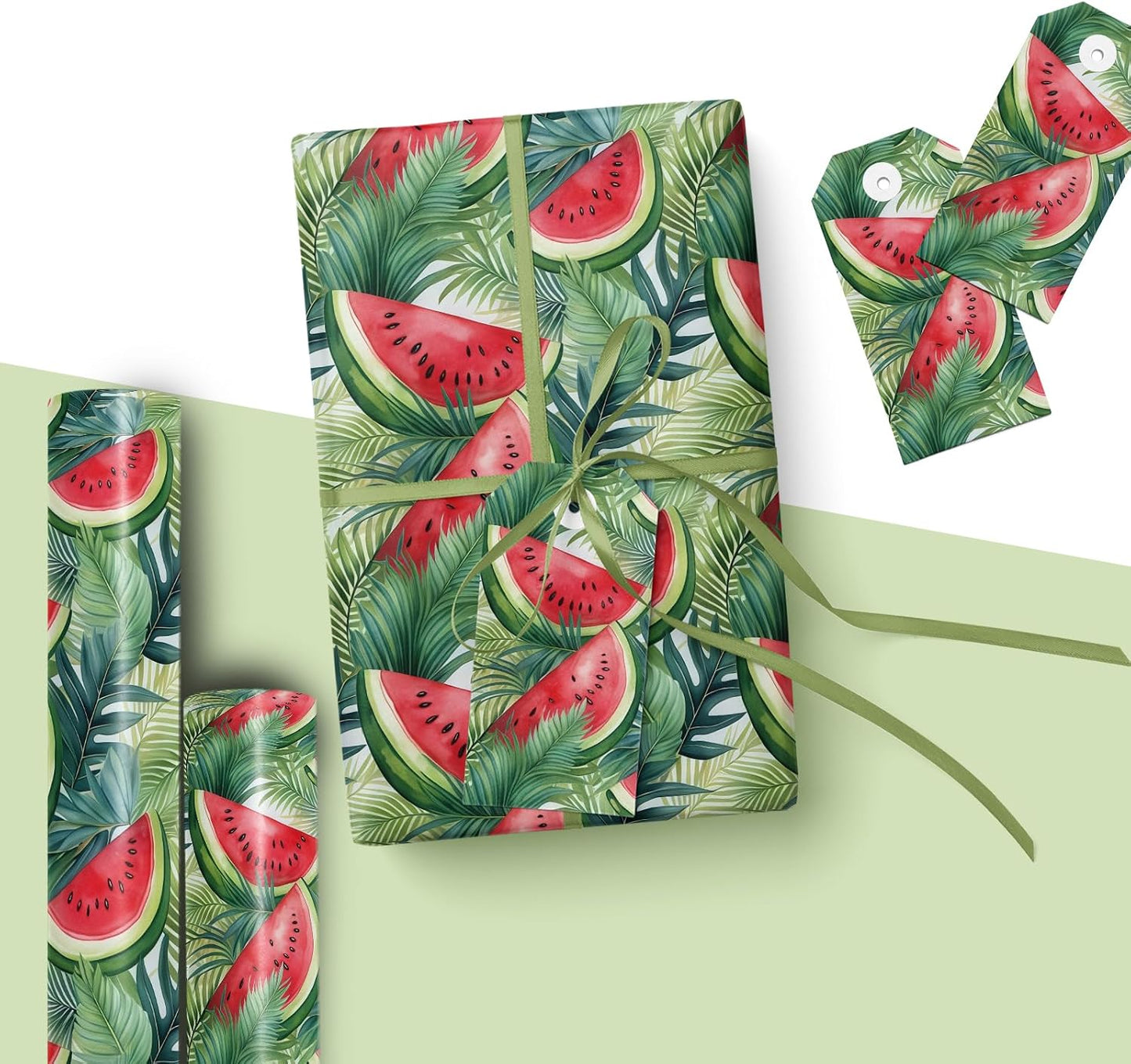 Lemon Wrapping Paper Roll - Yellow Lemon Leaves Floral Gift Wrap Design for Birthday Spring Summer Party Wedding Bridal Shower Total 28.5 sq.ft