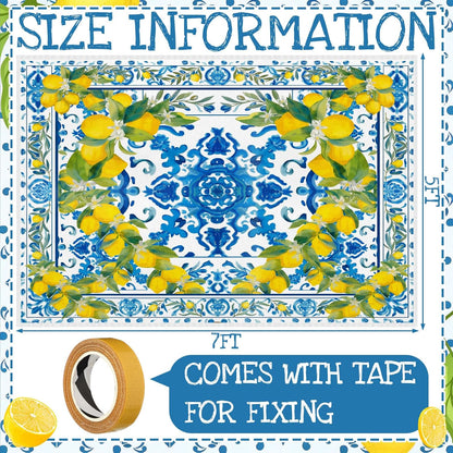 Summer Lemon Area Rugs 5x7 Feet Blue Area Rugs Middle Century Italian Textured Carpet Yellow Home Decoration Non Slip Washable Mat for Living Room Entryway Bedroom Laundry Room Indoor Kitchen