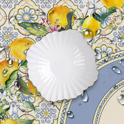 Yighty Square Lemon Tablecloth 70x70 Inch, French Lemon Country Farmhouse Spring Summer Waterproof Wrinkle Resistant Washable Tablecloth for Indoor and Outdoor, Holiday Kitchen Restaurant and Party